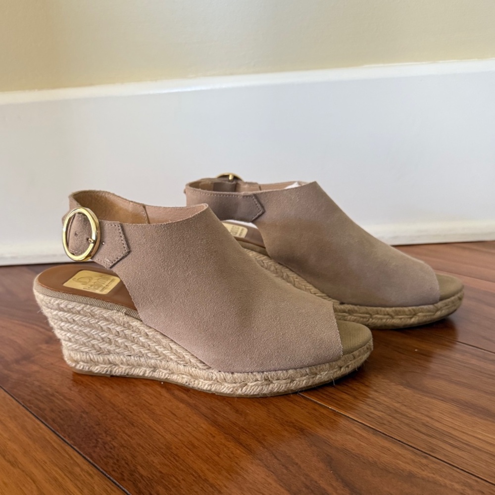 Kanna Tan Suede Slingback Wedge Sandals Espadrilles Size EU 37, US 7